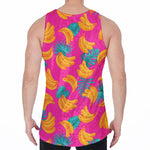Pink Tropical Banana Pattern Print Men's Velvet Tank Top