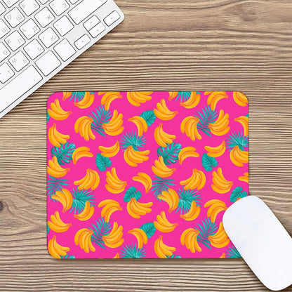 Pink Tropical Banana Pattern Print Mouse Pad