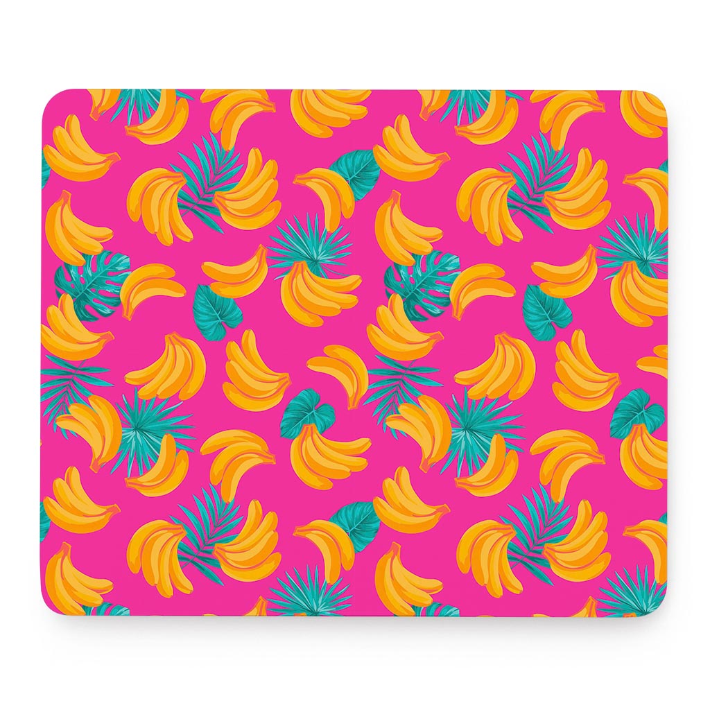 Pink Tropical Banana Pattern Print Mouse Pad