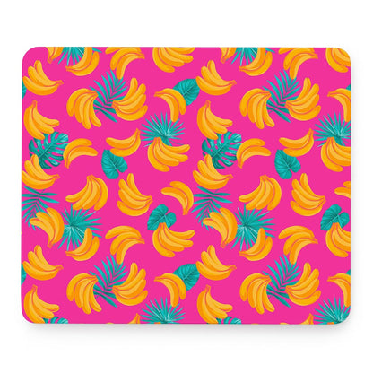 Pink Tropical Banana Pattern Print Mouse Pad