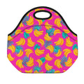 Pink Tropical Banana Pattern Print Neoprene Lunch Bag