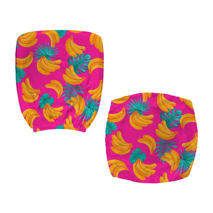 Pink Tropical Banana Pattern Print Office Chair Cover