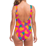 Pink Tropical Banana Pattern Print One Piece Swimsuit