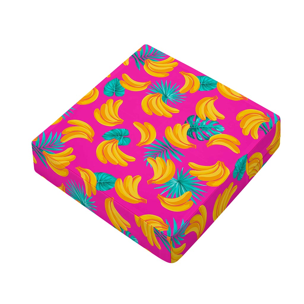 Pink Tropical Banana Pattern Print Outdoor Seat Cushion Cover