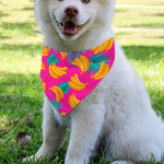 Pink Tropical Banana Pattern Print Over The Collar Dog Bandana