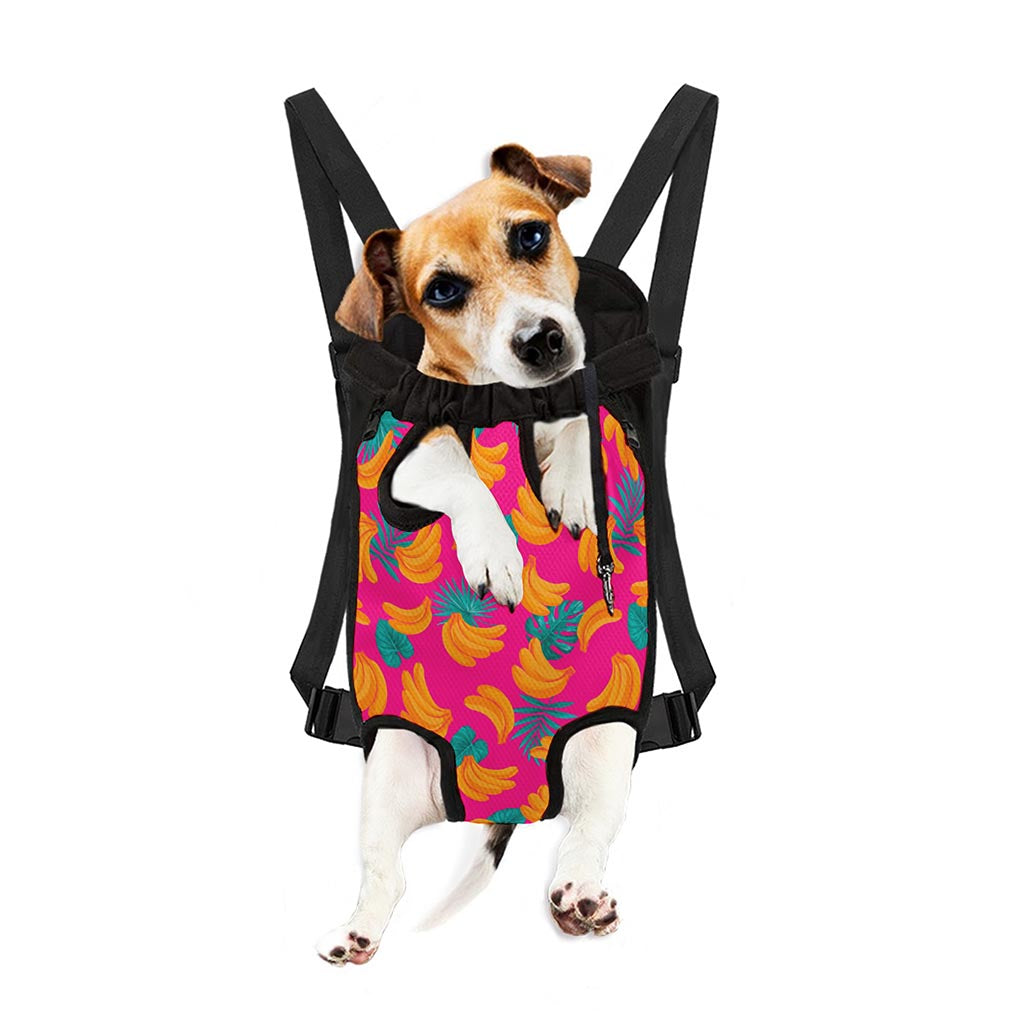 Pink Tropical Banana Pattern Print Pet Carrier Backpack