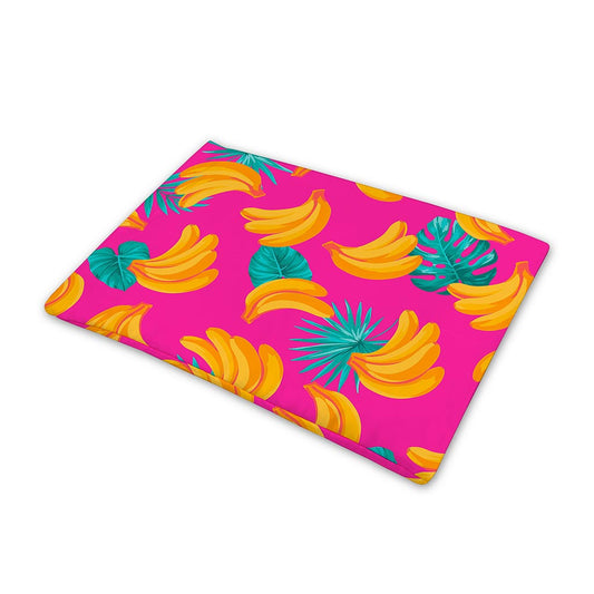 Pink Tropical Banana Pattern Print Pet Cooling Mat Cover