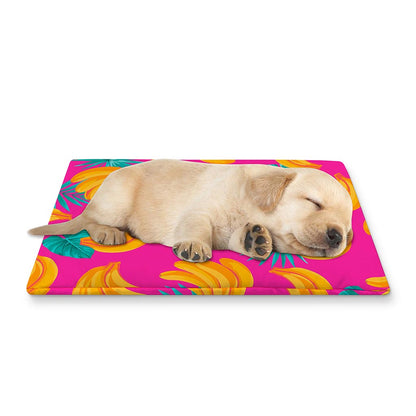 Pink Tropical Banana Pattern Print Pet Cooling Mat Cover