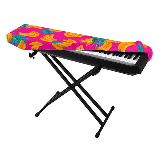 Pink Tropical Banana Pattern Print Piano Keyboard Cover