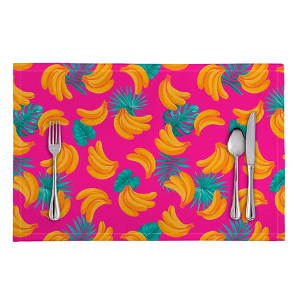 Pink Tropical Banana Pattern Print Placemat