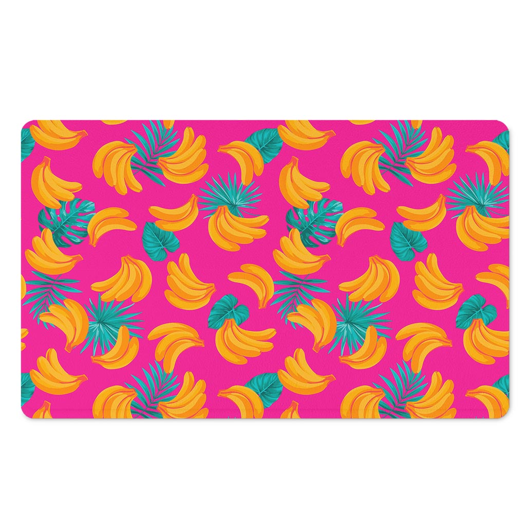 Pink Tropical Banana Pattern Print Polyester Doormat