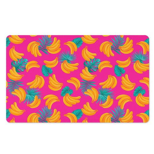 Pink Tropical Banana Pattern Print Polyester Doormat