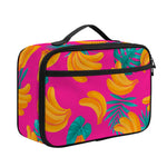 Pink Tropical Banana Pattern Print Portable Lunch Bag
