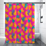 Pink Tropical Banana Pattern Print Premium Shower Curtain