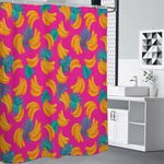 Pink Tropical Banana Pattern Print Premium Shower Curtain
