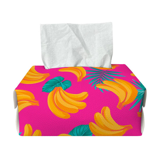 Pink Tropical Banana Pattern Print Rectangle Tissue Box Cover