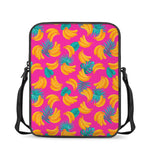 Pink Tropical Banana Pattern Print Rectangular Crossbody Bag