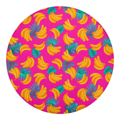 Pink Tropical Banana Pattern Print Round Blanket