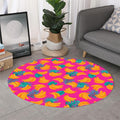 Pink Tropical Banana Pattern Print Round Rug
