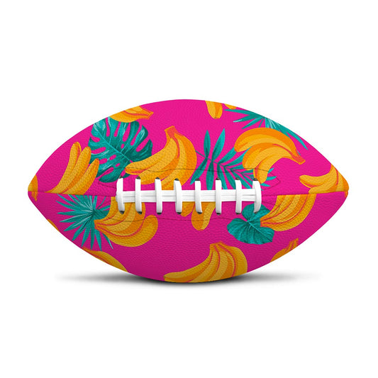 Pink Tropical Banana Pattern Print Rugby Ball