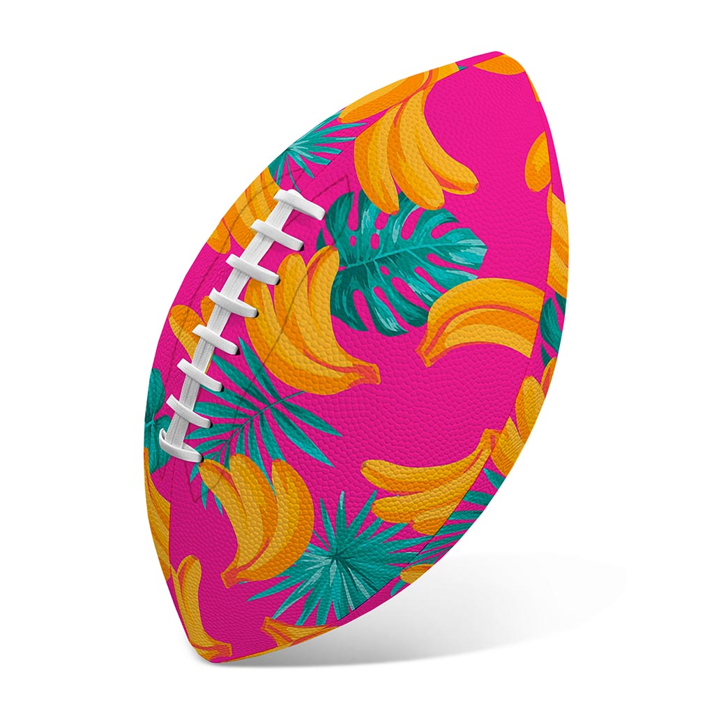 Pink Tropical Banana Pattern Print Rugby Ball