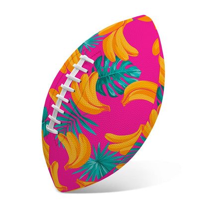 Pink Tropical Banana Pattern Print Rugby Ball