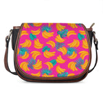 Pink Tropical Banana Pattern Print Saddle Bag