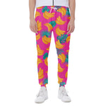 Pink Tropical Banana Pattern Print Scuba Joggers
