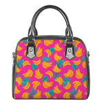 Pink Tropical Banana Pattern Print Shoulder Handbag