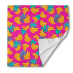 Pink Tropical Banana Pattern Print Silk Bandana
