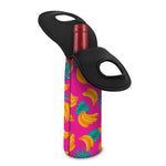 Pink Tropical Banana Pattern Print Single Neoprene Wine Tote