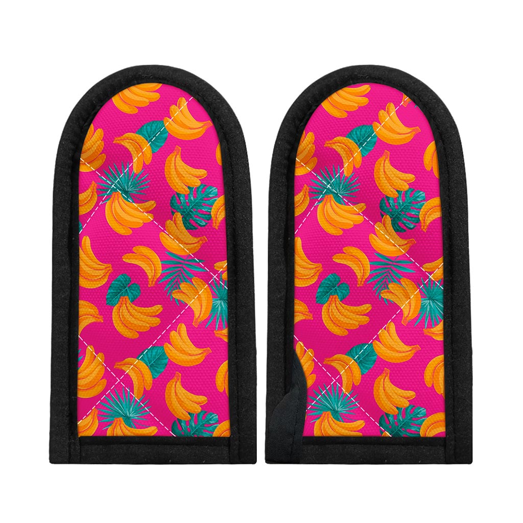Pink Tropical Banana Pattern Print Skillet Handle Cover