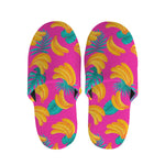 Pink Tropical Banana Pattern Print Slippers