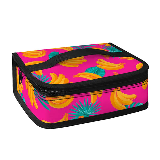 Pink Tropical Banana Pattern Print Small Lunch Bag