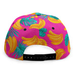 Pink Tropical Banana Pattern Print Snapback Cap