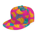Pink Tropical Banana Pattern Print Snapback Cap