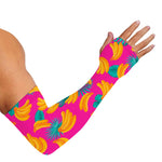 Pink Tropical Banana Pattern Print Sun Protection Arm Sleeves