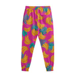 Pink Tropical Banana Pattern Print Sweatpants