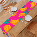 Pink Tropical Banana Pattern Print Table Runner
