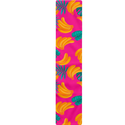 Pink Tropical Banana Pattern Print Table Runner
