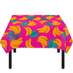 Pink Tropical Banana Pattern Print Tablecloth