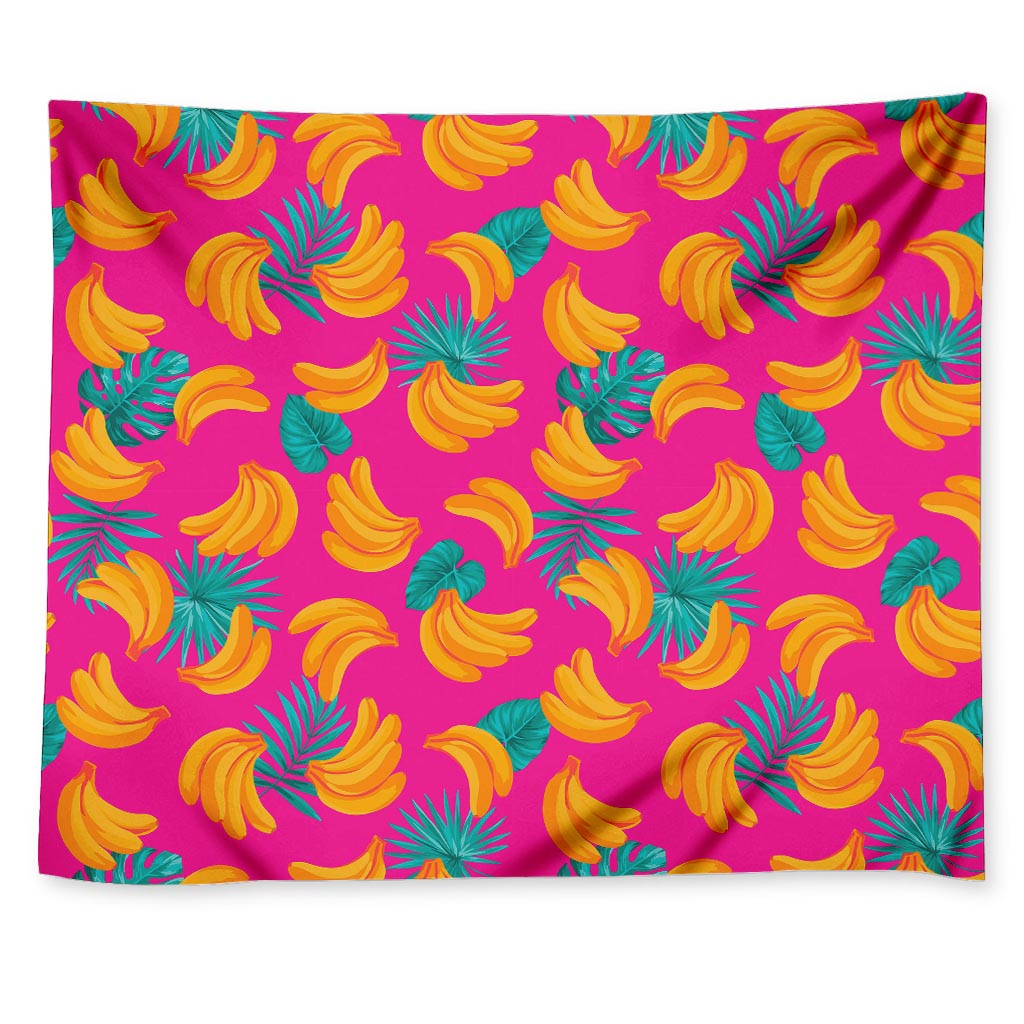 Pink Tropical Banana Pattern Print Tapestry