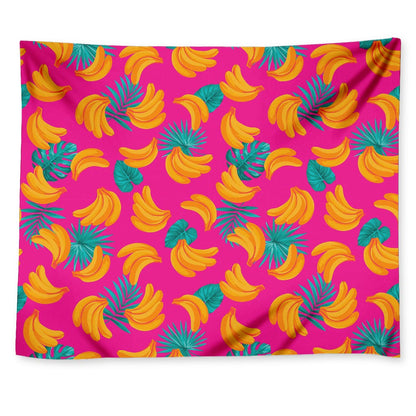 Pink Tropical Banana Pattern Print Tapestry