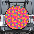 Pink Tropical Banana Pattern Print Tire Cover