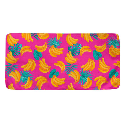 Pink Tropical Banana Pattern Print Towel
