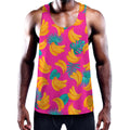 Pink Tropical Banana Pattern Print Men's Workout Tank Top
