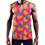 Pink Tropical Banana Pattern Print Training Tank Top