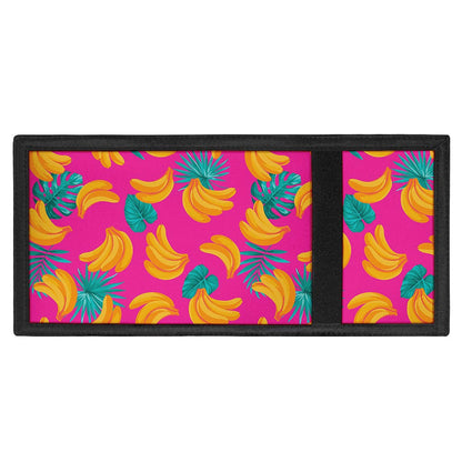Pink Tropical Banana Pattern Print Trifold Wallet