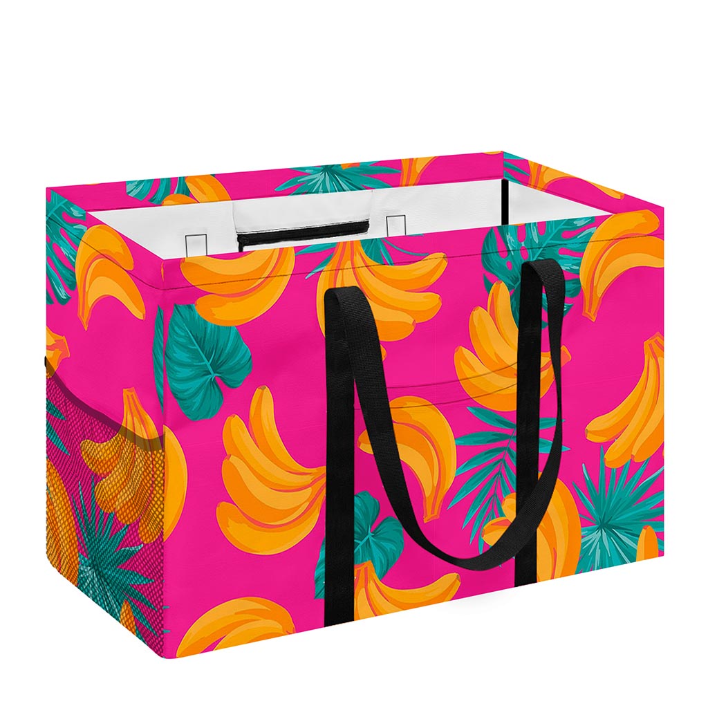 Pink Tropical Banana Pattern Print Utility Tote Bag