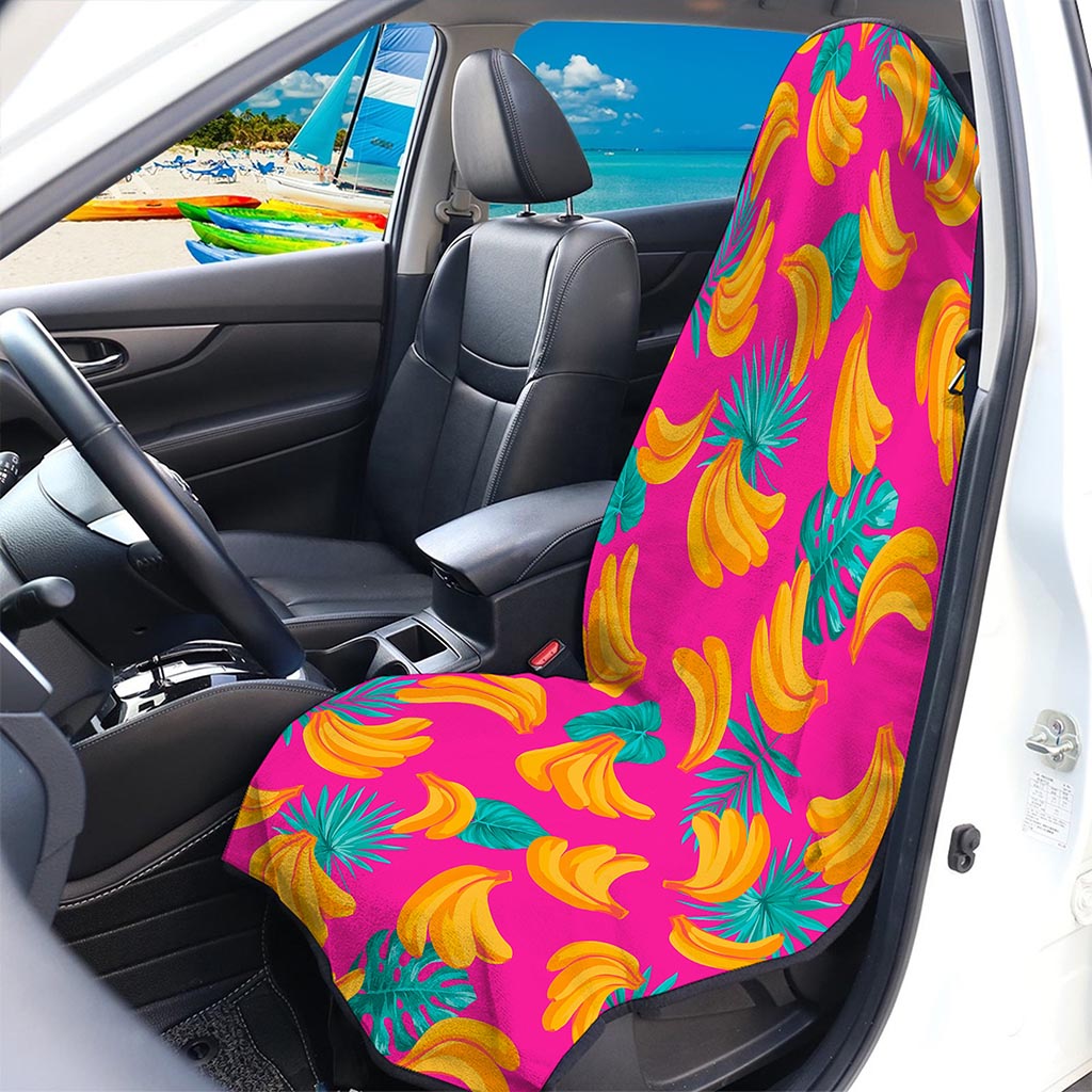 Pink Tropical Banana Pattern Print Waterproof Car Seat Cover